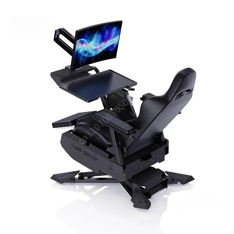 Standing Desk - Verstelbare gaming-station cockpit, geïntegreerde ergonomische computerbureaustoel
