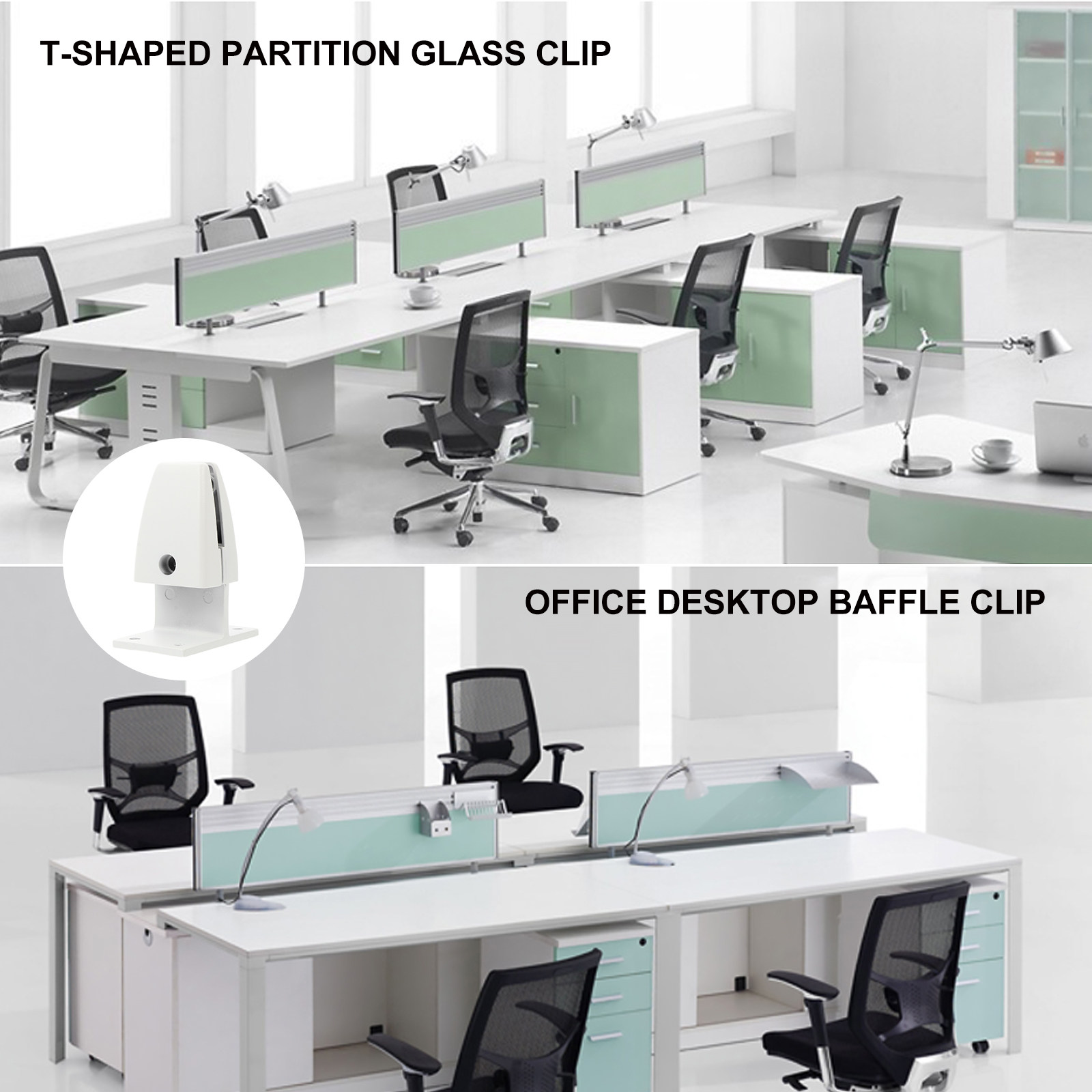 Partition Screen Divider - 2 stuks bureaubladverdelers, klemmen voor glazen