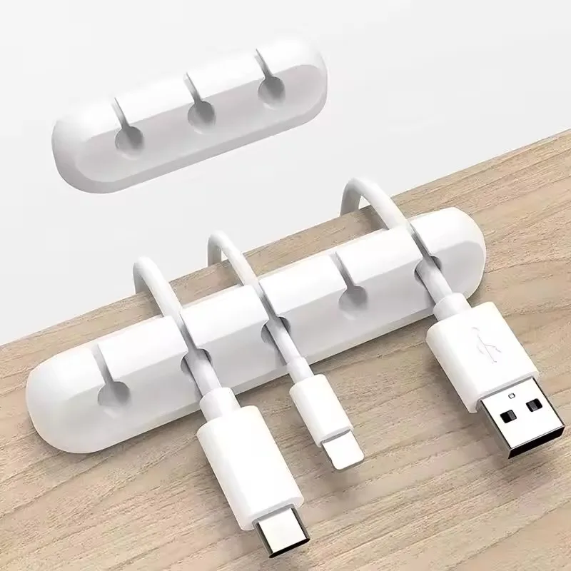 Desk Organizer - Siliconen USB-kabelorganizer, USB-oplaadkabeloproller, bureau-organisatieclips, kabelhouder voor