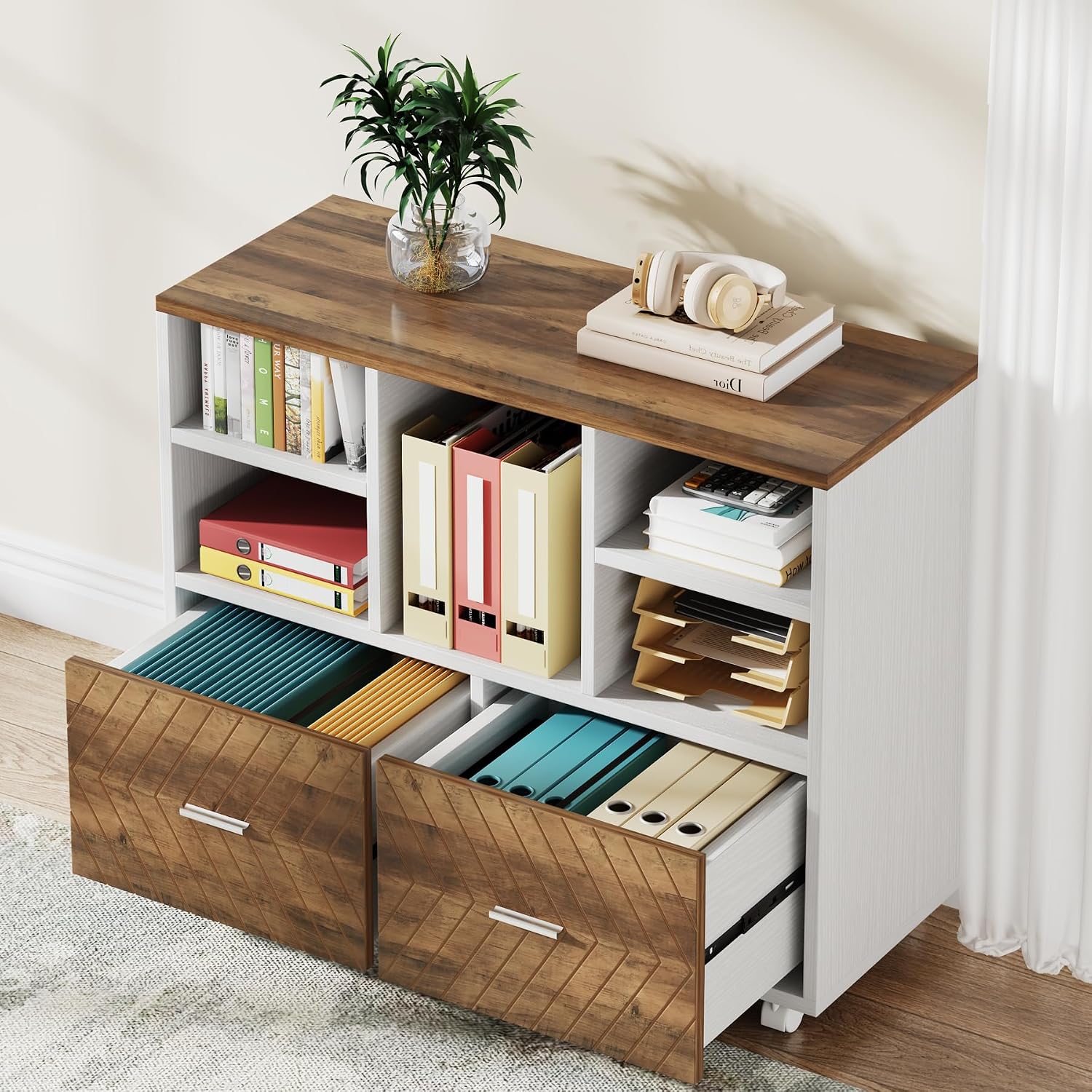 Houten archiefkast met 2 laden - Printer Stand recensie en prijs