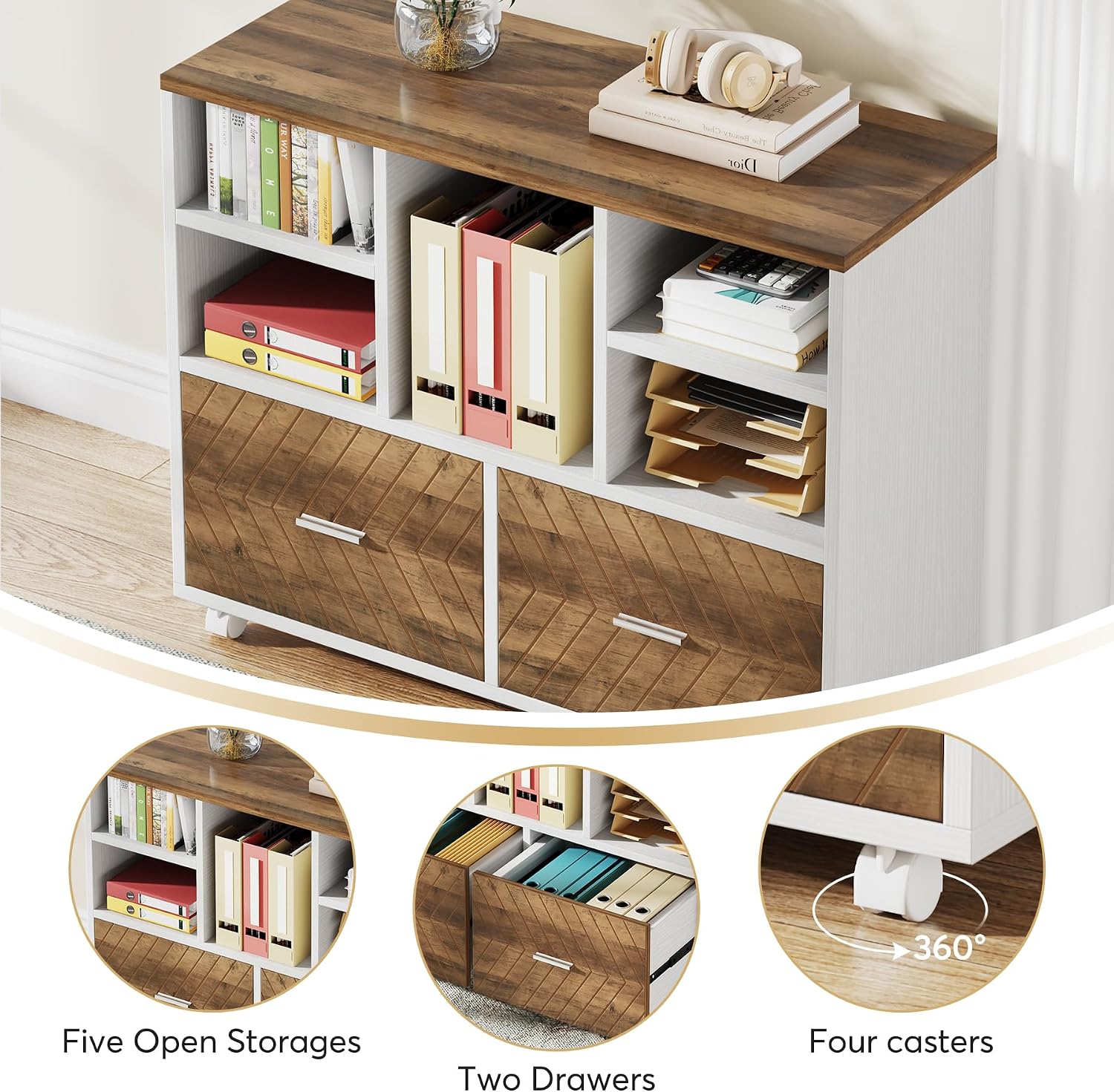 Houten archiefkast met 2 laden - Printer Stand recensie en prijs