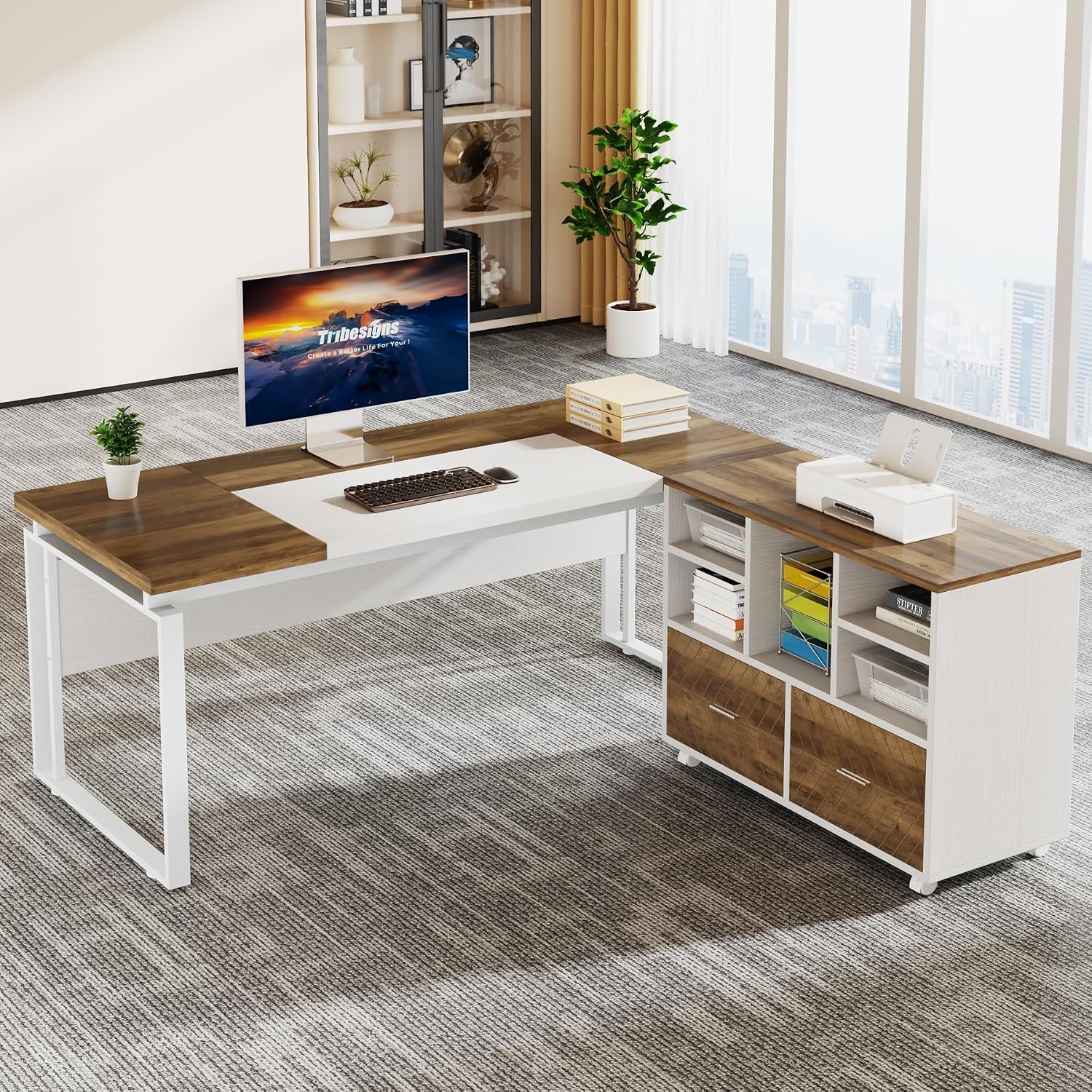 Houten archiefkast met 2 laden - Printer Stand recensie en prijs