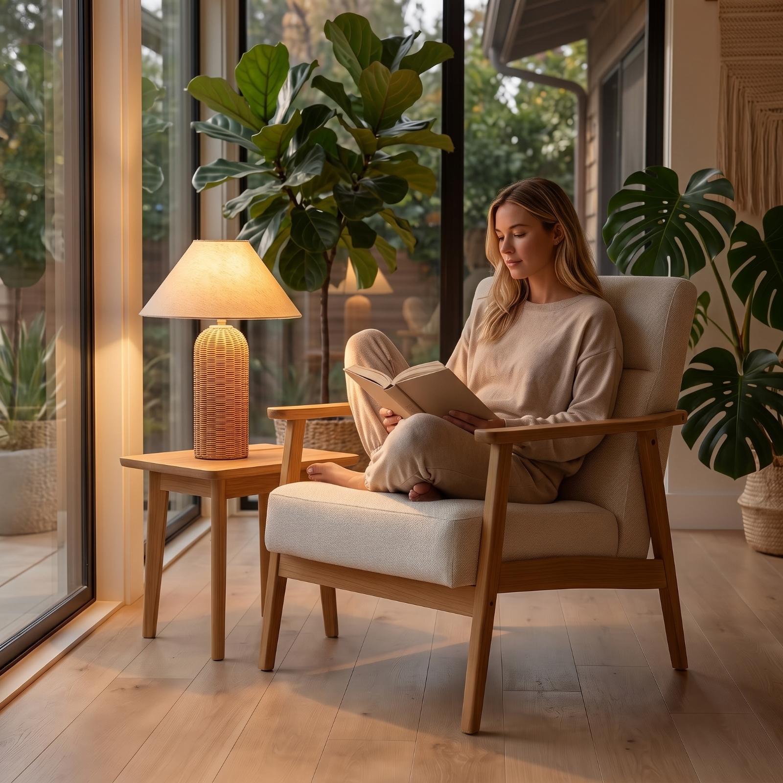 Bedlampje met rotan voet en st - Desk Lamp recensie en prijs
