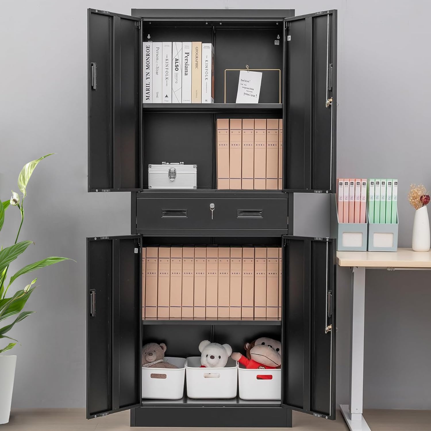 Hoge metalen opbergkast met la - File Cabinet recensie en prijs