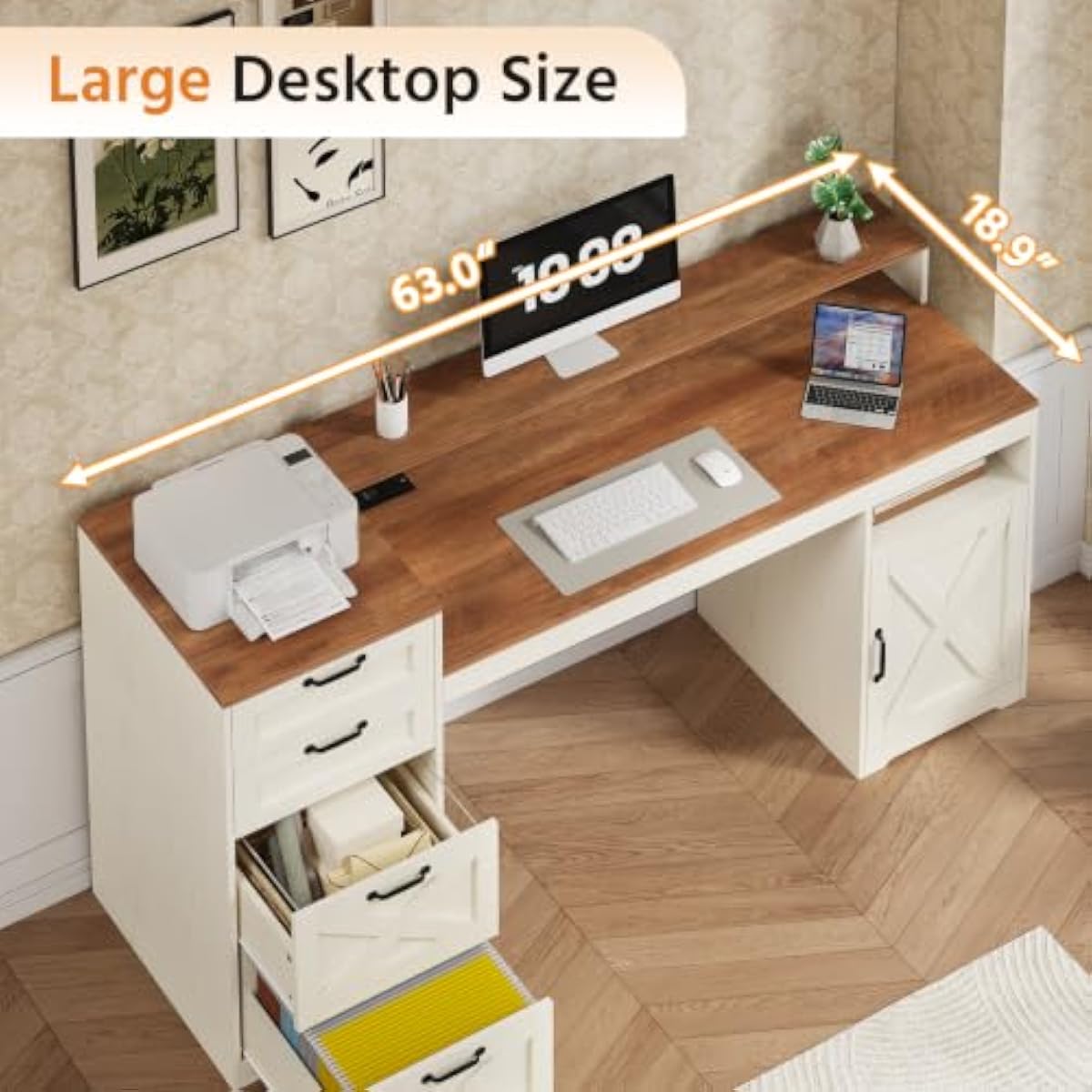 63 inch rustiek wit bureau van - Printer Stand recensie en prijs